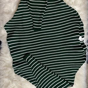 Scrunched Sleeve Stripped Sweater